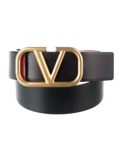 Pre-owned Valentino Garavani Leather Belt In Black