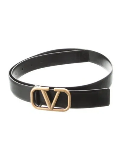 Pre-owned Valentino Garavani Leather Belt In Black