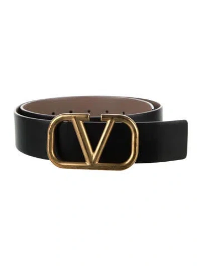 Pre-owned Valentino Garavani Leather Belt In Black