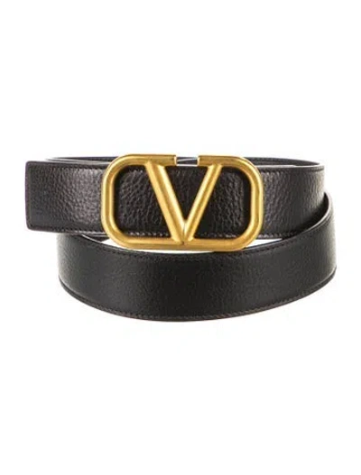 Pre-owned Valentino Garavani Leather Belt In Black