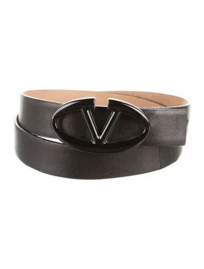 Pre-owned Valentino Garavani Leather Belt In Black