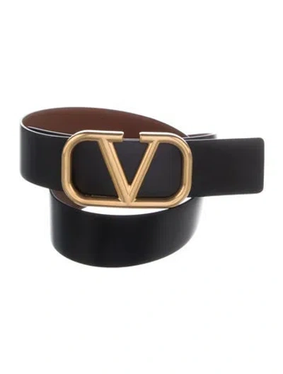 Pre-owned Valentino Garavani Leather Belt In Black