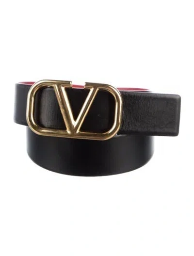 Pre-owned Valentino Garavani Leather Belt In Black