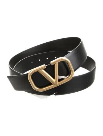 Pre-owned Valentino Garavani Leather Belt In Black