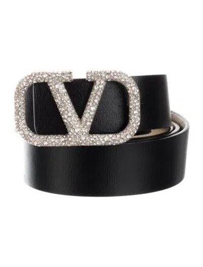 Pre-owned Valentino Garavani Leather Belt In Black