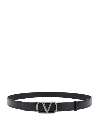 Valentino Garavani Leather Belt In Black
