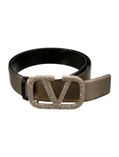 Pre-owned Valentino Garavani Leather Belt In Black/gold