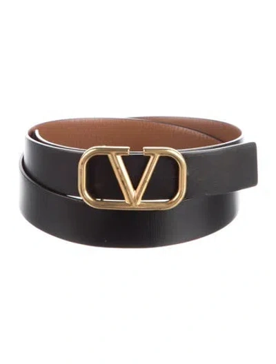 Pre-owned Valentino Garavani Leather Belt In Black/red