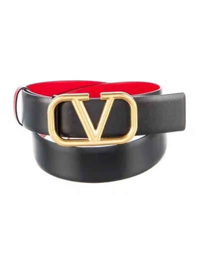 Pre-owned Valentino Garavani Leather Belt In Black/red