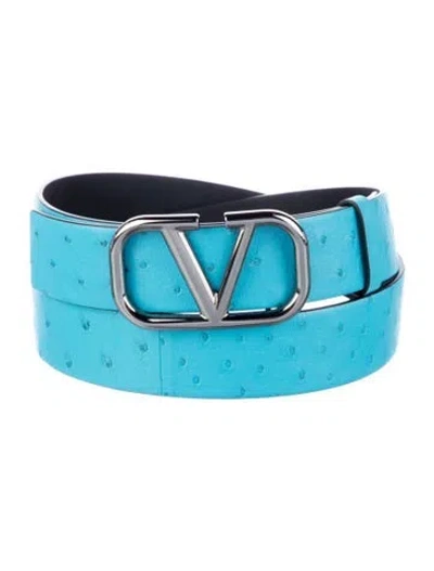 Pre-owned Valentino Garavani Leather Belt In Blue