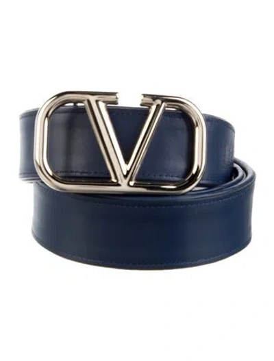 Pre-owned Valentino Garavani Leather Belt In Blue