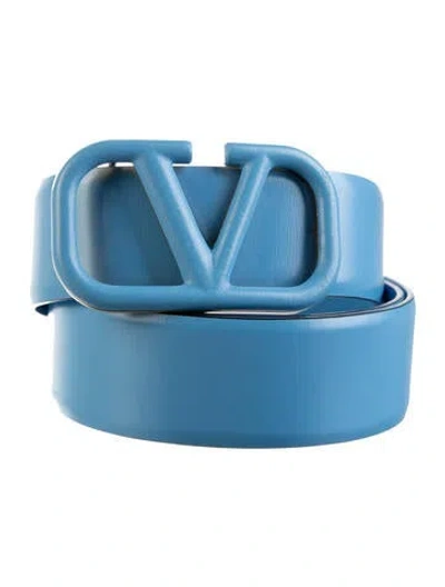 Pre-owned Valentino Garavani Leather Belt In Blue
