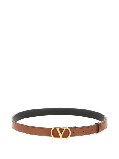 Valentino Garavani Vlogo Buckle Reversible Leather Belt In 11j Selleria-nero