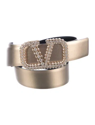 Pre-owned Valentino Garavani Leather Belt In Gold
