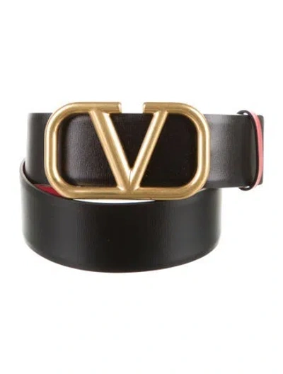 Pre-owned Valentino Garavani Leather Belt Kit In Black