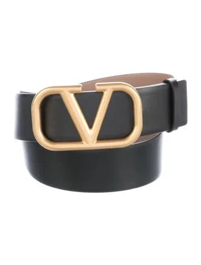 Pre-owned Valentino Garavani Leather Belt Kit In Black