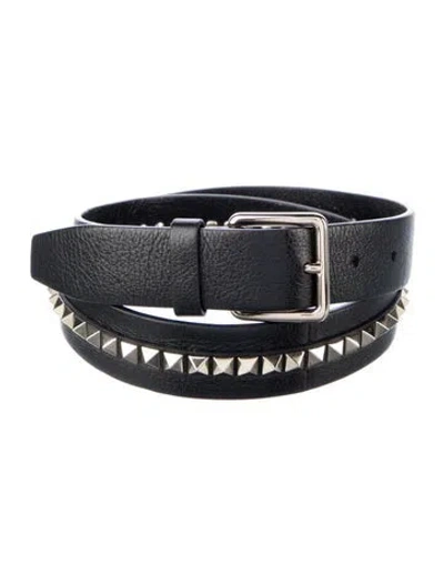 Pre-owned Valentino Garavani Leather Belt Kit In Black