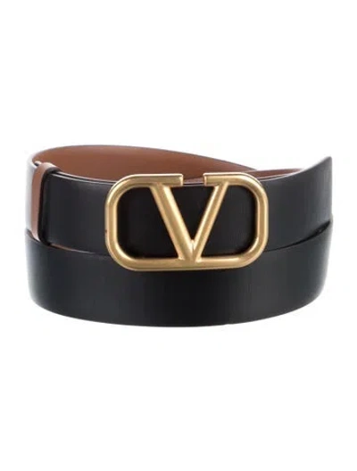 Pre-owned Valentino Garavani Leather Belt Kit In Black