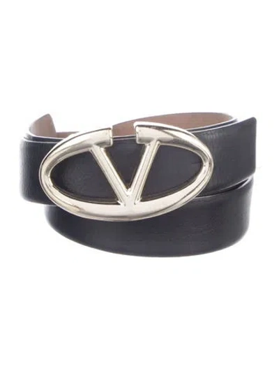 Pre-owned Valentino Garavani Leather Belt Kit In Black