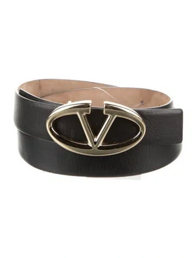 Pre-owned Valentino Garavani Leather Belt Kit In Black