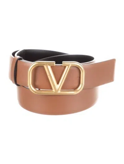 Pre-owned Valentino Garavani Leather Belt Kit In Brown