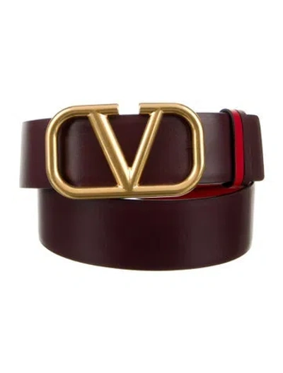 Pre-owned Valentino Garavani Leather Belt Kit In Burgundy