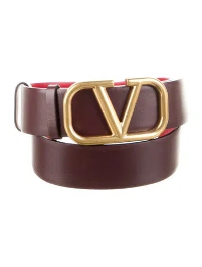 Pre-owned Valentino Garavani Leather Belt Kit In Burgundy