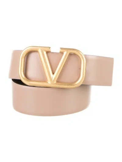 Pre-owned Valentino Garavani Leather Belt Kit In Neutral