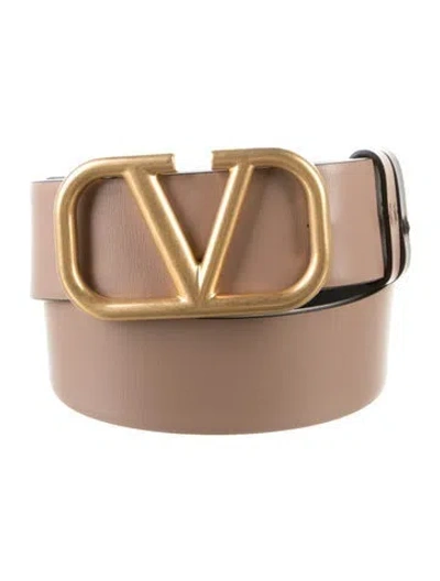 Pre-owned Valentino Garavani Leather Belt Kit In Neutral