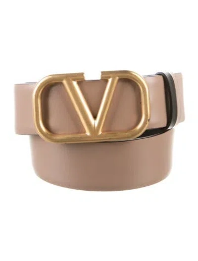 Pre-owned Valentino Garavani Leather Belt Kit In Neutral