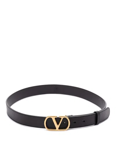 Valentino Garavani Leather Belt In Black  