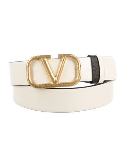 Pre-owned Valentino Garavani Leather Belt In Neutral