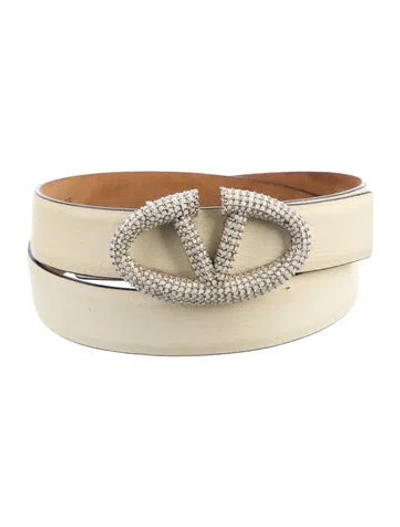 Pre-owned Valentino Garavani Leather Belt In Neutral