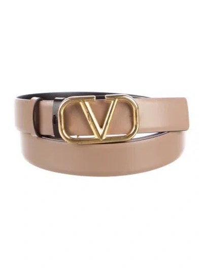 Pre-owned Valentino Garavani Leather Belt In Neutral