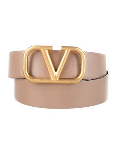 Pre-owned Valentino Garavani Leather Belt In Neutral