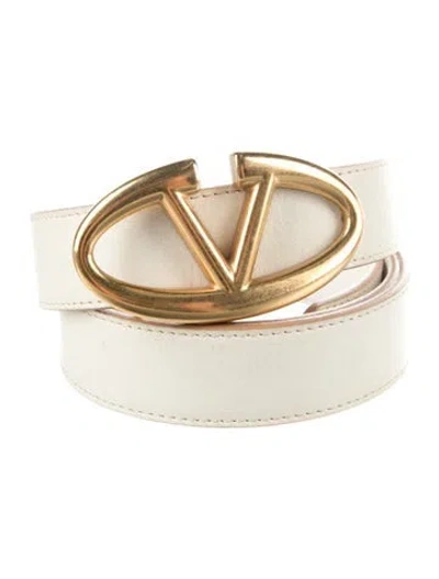 Pre-owned Valentino Garavani Leather Belt In Neutral