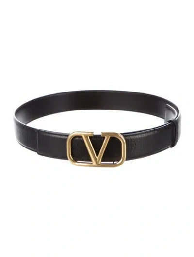 Pre-owned Valentino Garavani Leather Belt W/ Tags In Black