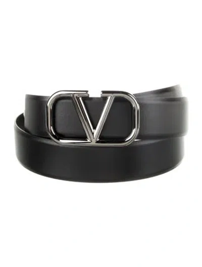 Pre-owned Valentino Garavani Leather Belt W/ Tags In Black