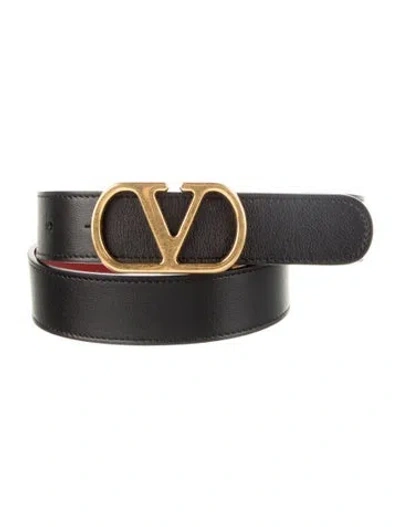 Pre-owned Valentino Garavani Leather Belt W/ Tags In Black