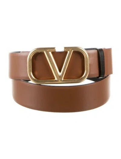 Pre-owned Valentino Garavani Leather Belt W/ Tags In Black
