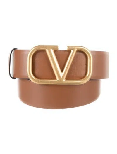 Pre-owned Valentino Garavani Leather Belt W/ Tags In Black/brown