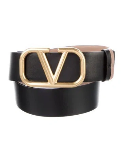 Pre-owned Valentino Garavani Leather Belt W/ Tags In Black/brown