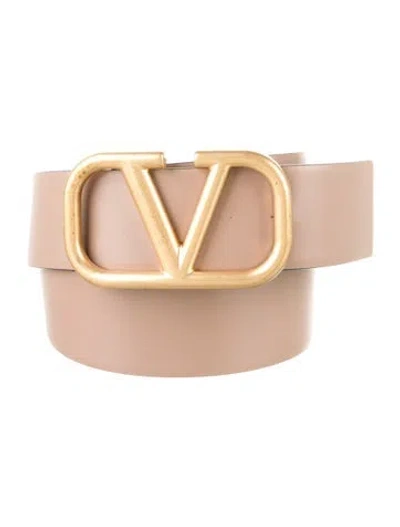 Pre-owned Valentino Garavani Leather Belt W/ Tags In Neutral