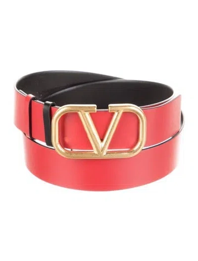 Pre-owned Valentino Garavani Leather Belt W/ Tags In Red
