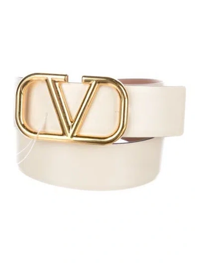 Pre-owned Valentino Garavani Leather Belt In White