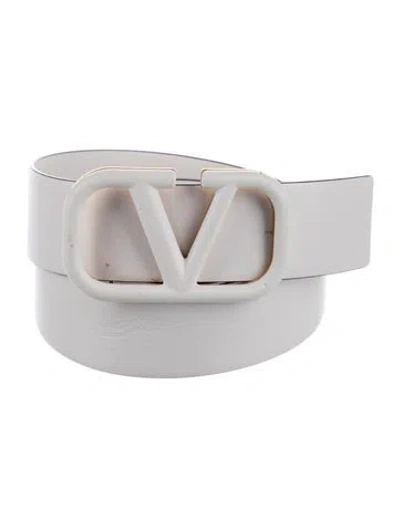 Pre-owned Valentino Garavani Leather Belt In White