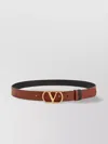Valentino Leather Belt With Adjustable Length And Reversible In Brown