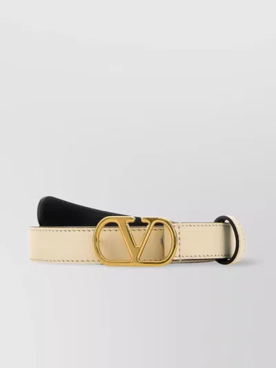 Valentino Garavani Leather Belt With Gold-tone Buckle