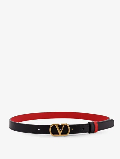 Valentino Garavani Leather Belt Vlogo Signature Reversible Design In Black