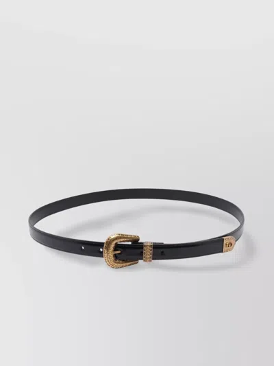 Valentino Garavani Leather Belts With Adjustable Length And Embossed Design In Black